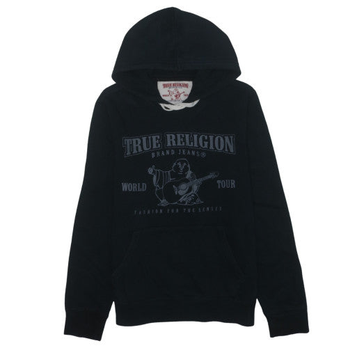 True Religion Men's Black Pullover Hoodie S Graphic Print Music