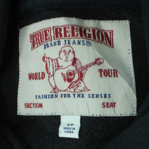 True Religion Men's Black Pullover Hoodie S Graphic Print Music