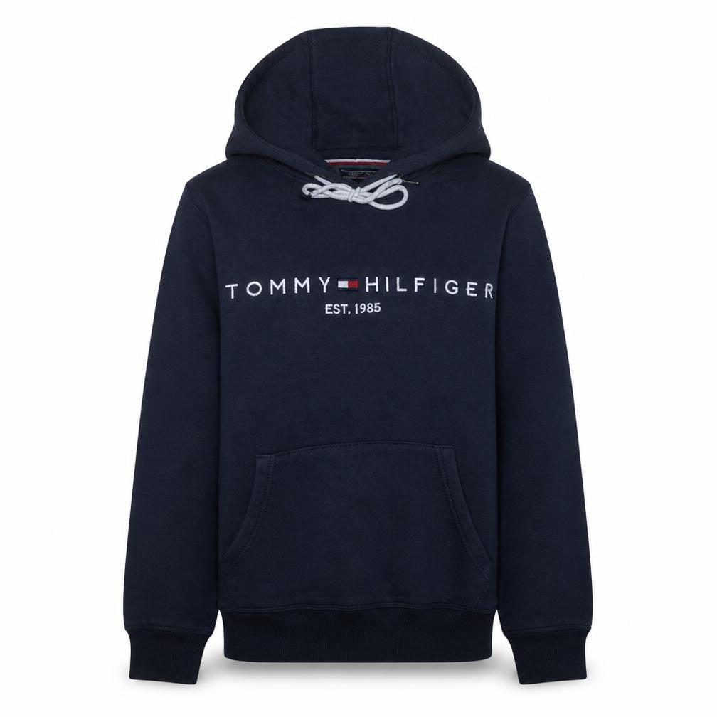 Tommy Hilfiger Men's Blue Pullover Hoodie Small Fleece Logo Sweatshirt