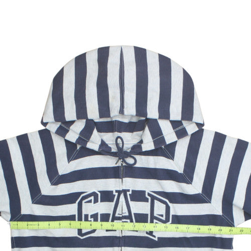 GAP Women Blue White Striped Full Zip Hoodie Size L Cotton Blend