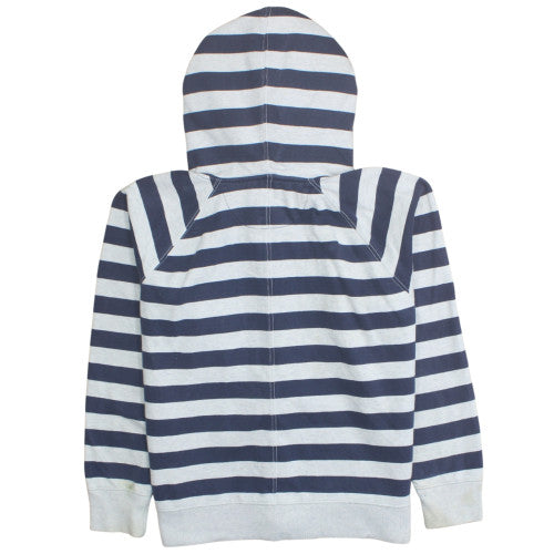 GAP Women Blue White Striped Full Zip Hoodie Size L Cotton Blend