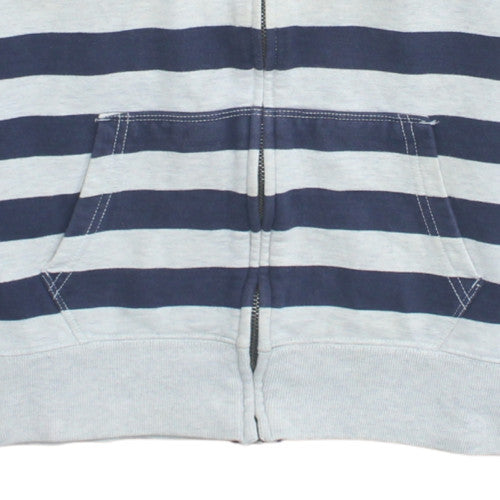 GAP Women Blue White Striped Full Zip Hoodie Size L Cotton Blend