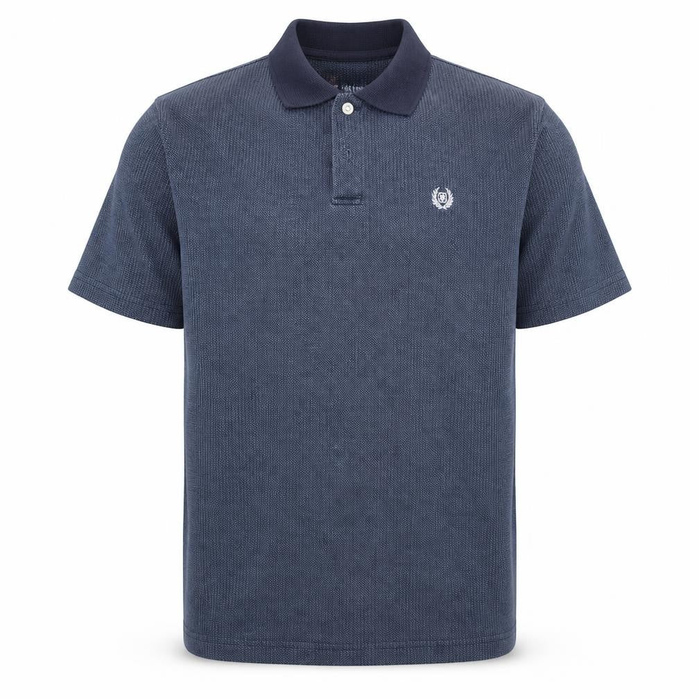 Chaps Men's Blue Striped Polo Shirt Size L Short Sleeve Cotton Blend