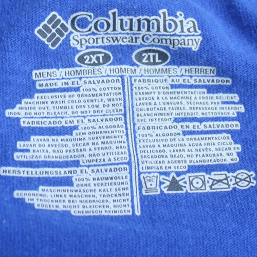 Columbia PFG Blue 2XLT Men's Short Sleeve Cotton Polo