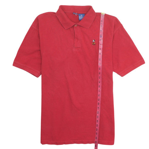 Disney Men's Red Cotton Mickey Mouse Polo Shirt XL