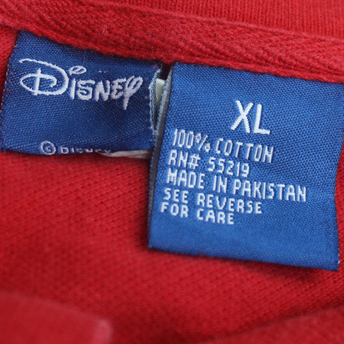 Disney Men's Red Cotton Mickey Mouse Polo Shirt XL
