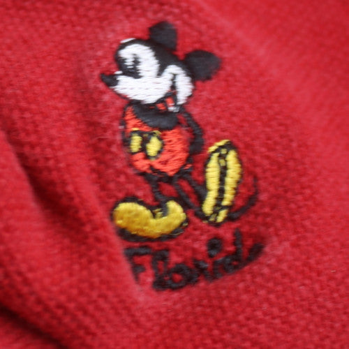 Disney Men's Red Cotton Mickey Mouse Polo Shirt XL