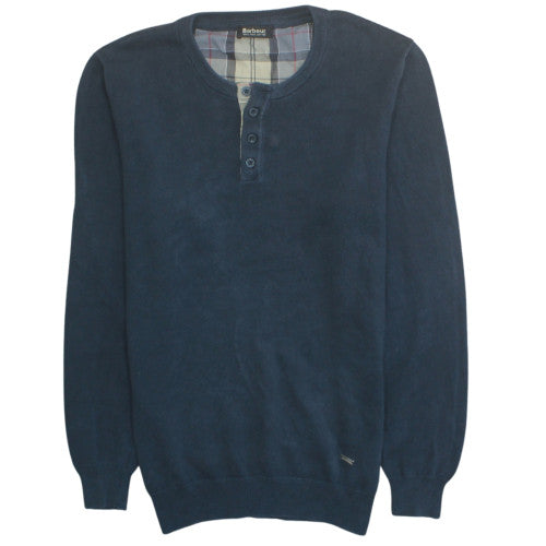 Barbour Men's Blue S Henley Cotton Knit Jumper