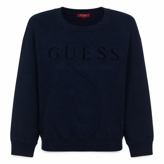 Guess Womens Navy Blue Medium Pullover Sweatshirt Crew Neck Logo