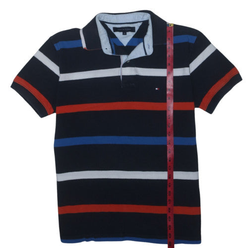 Tommy Hilfiger Men's Navy Striped Cotton Polo Shirt Size M