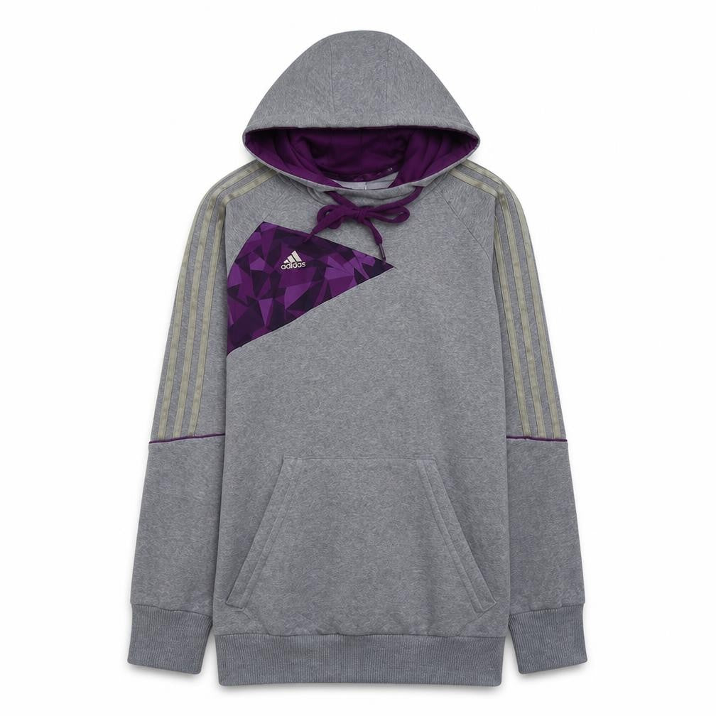 Adidas Women Grey Purple Hooded Pullover Sweatshirt Size 10 Regular