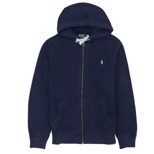 Ralph Lauren Men's Blue Full Zip Hoodie Size M Logo Cotton Blend