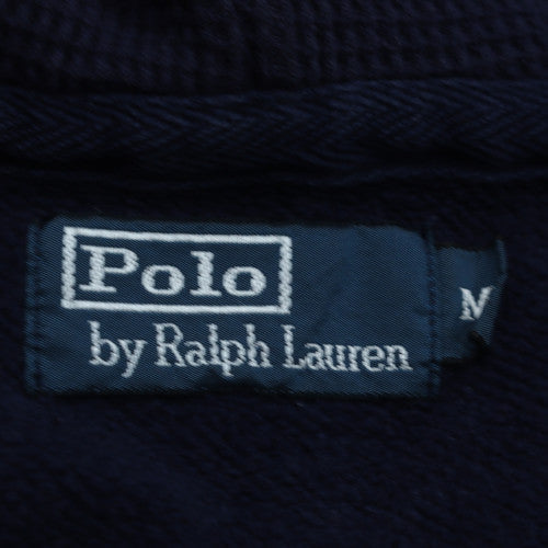 Ralph Lauren Men's Blue Full Zip Hoodie Size M Logo Cotton Blend