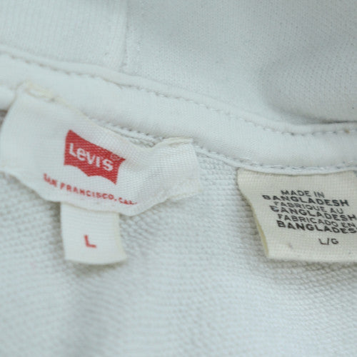 Levi’s Men’s White Pullover Hoodie L Classic Logo Fleece Sweatshirt