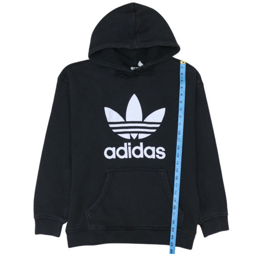 Adidas Womens Black Pullover Hoodie Size 16 Logo Graphic Hooded Sweatshirt