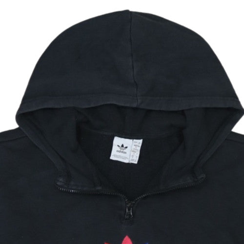 Adidas Womens Black Half Zip Hoodie M Cotton Blend Logo Pullover