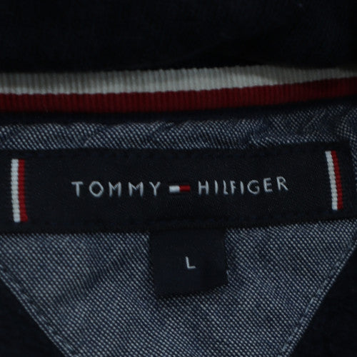 Tommy Hilfiger Men Navy Blue L Pullover Hoodie with Logo Print