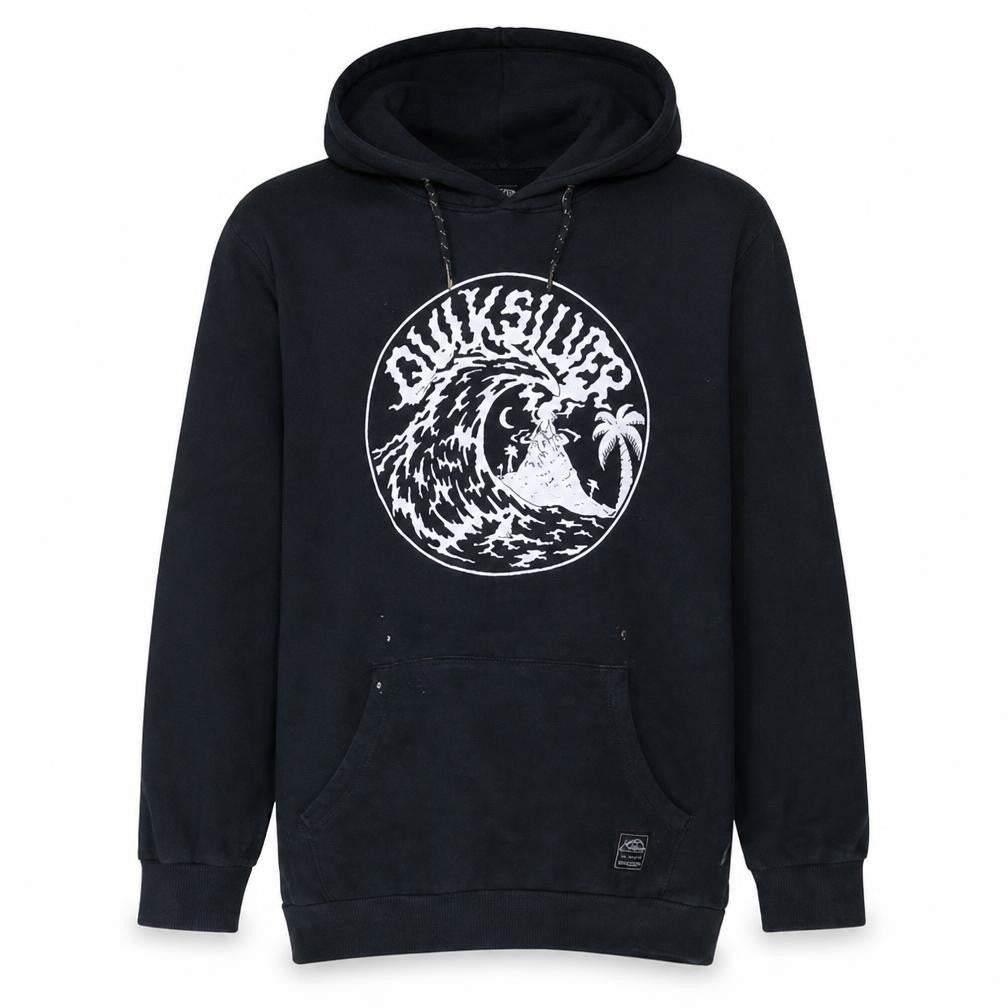 Quiksilver Men's Black Pullover Hoodie M Surf Graphic Fleece