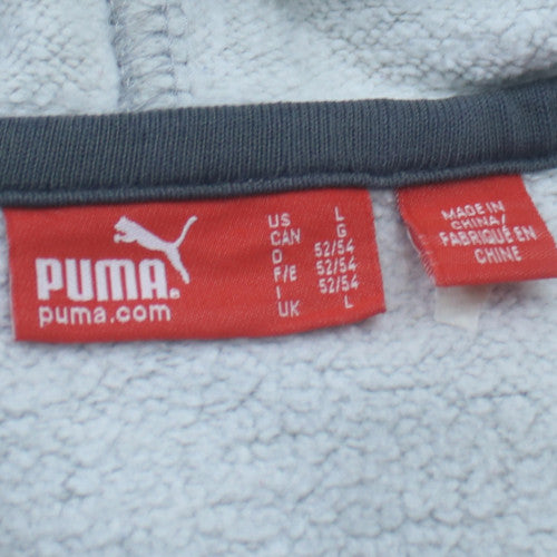 Puma Men's Grey Hoodie Large Pullover Logo Cotton Blend Casual
