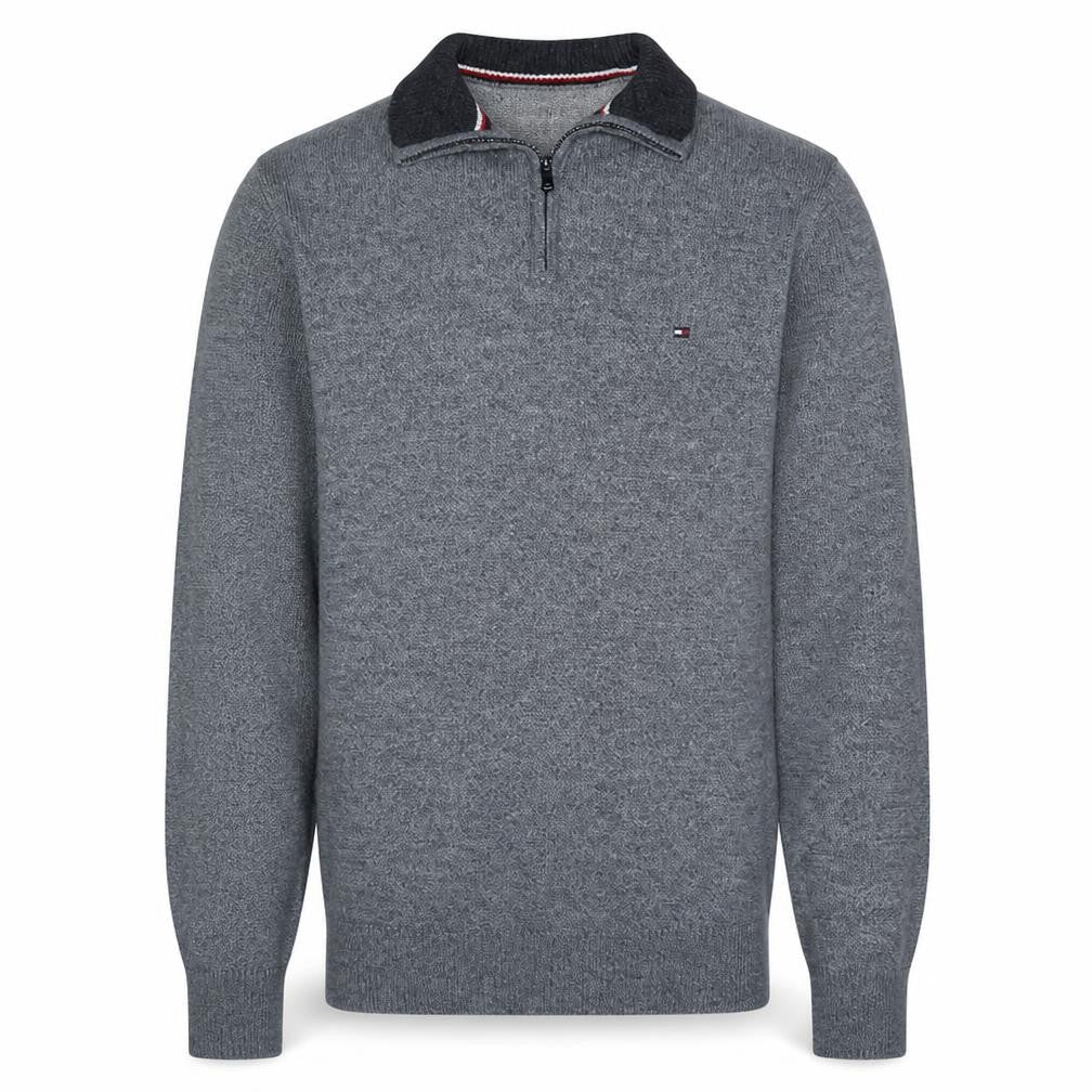 Tommy Hilfiger Men's Grey Wool 1/2 Zip Jumper Size M