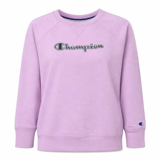 Champion Womens Pink Pullover Sweatshirt L Crew Neck Logo Cotton