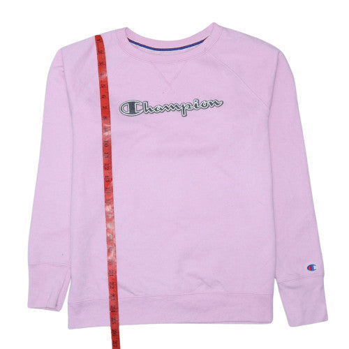 Champion Womens Pink Pullover Sweatshirt L Crew Neck Logo Cotton