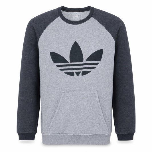 Adidas Mens Grey Pullover Sweatshirt M Crew Neck Logo Sportswear