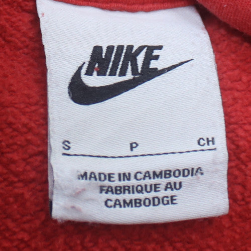 Nike Men's Red Pullover Hoodie Small Logo Fleece Sweatshirt