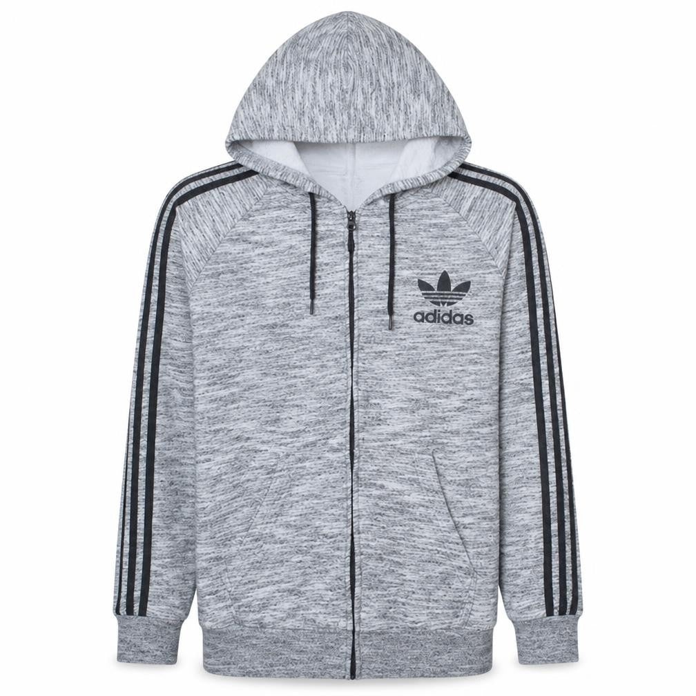 Adidas Mens Grey Full Zip Hoodie Size M Hooded Sweatshirt