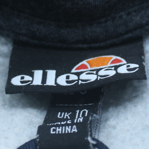 Ellesse Women's Grey Pullover Hoodie UK 10 Cotton Blend Logo Sweatshirt