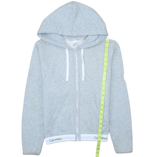 Calvin Klein Women's Grey Full Zip Hoodie L Cotton Blend Sleepwear