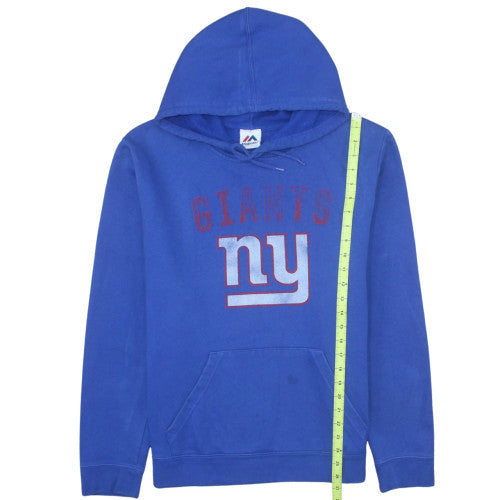 Majestic Mens Blue NY Giants Pullover Hoodie Size L Sports Fleece