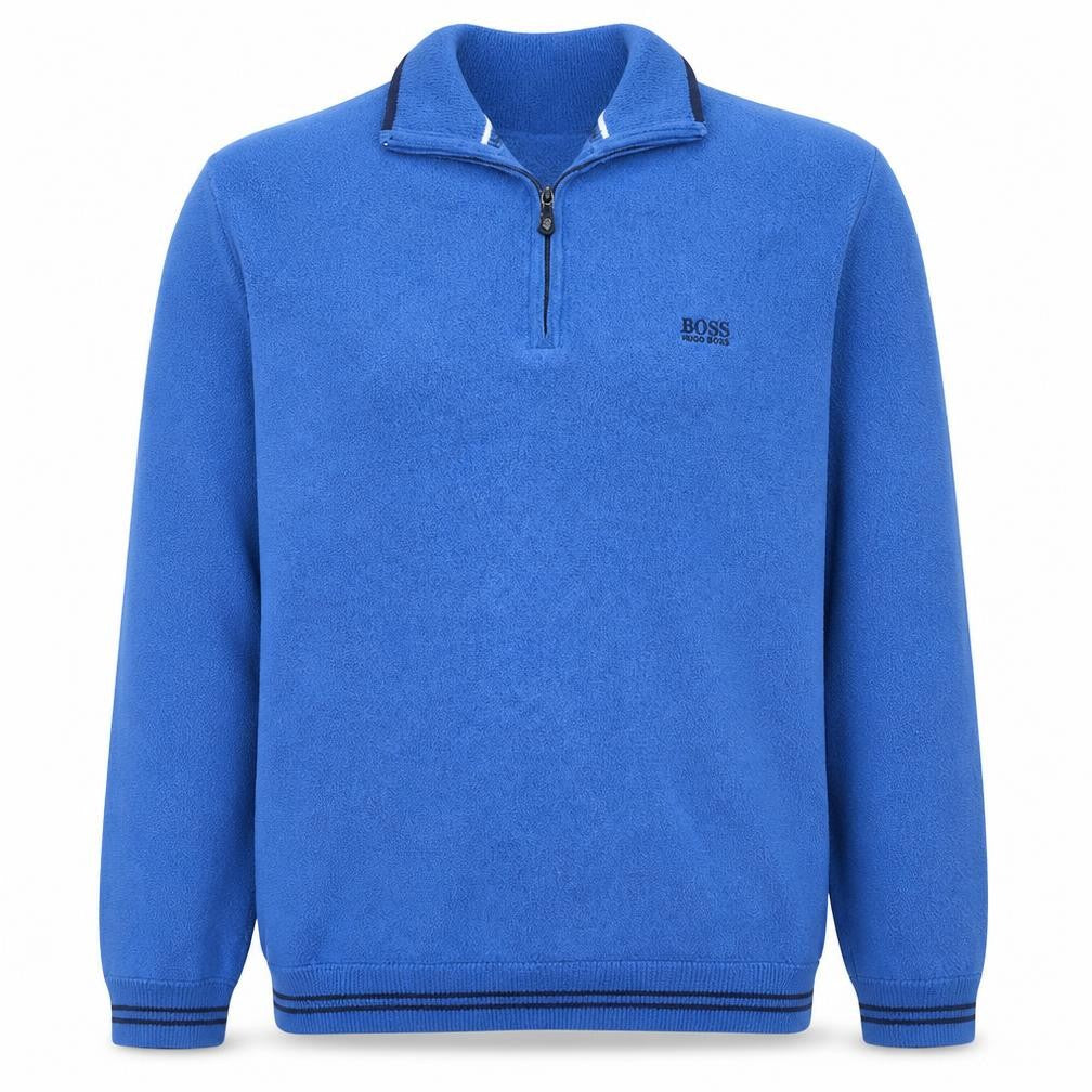 Hugo Boss Men's Blue XL 1/2 Zip Cotton Jumper
