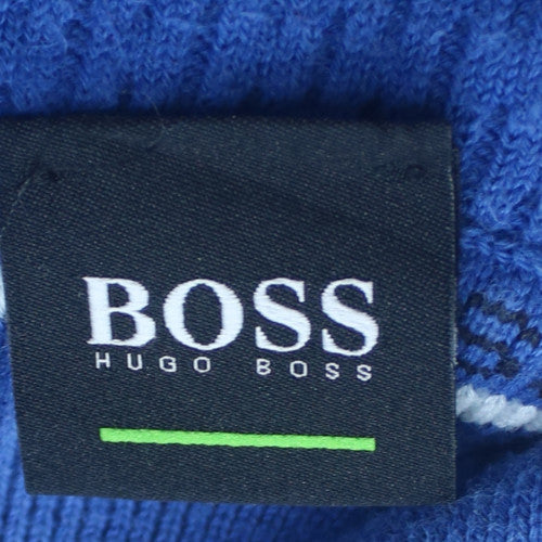 Hugo Boss Men's Blue XL 1/2 Zip Cotton Jumper