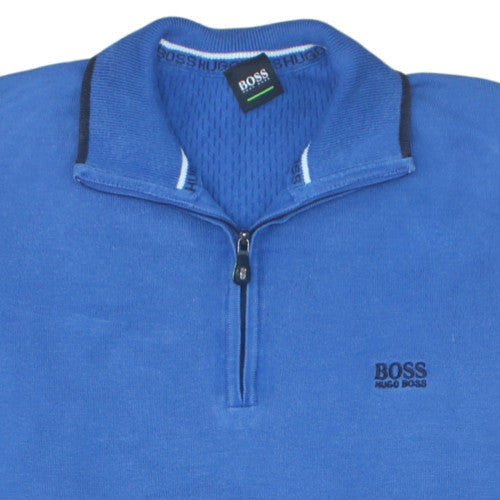 Hugo Boss Men's Blue XL 1/2 Zip Cotton Jumper