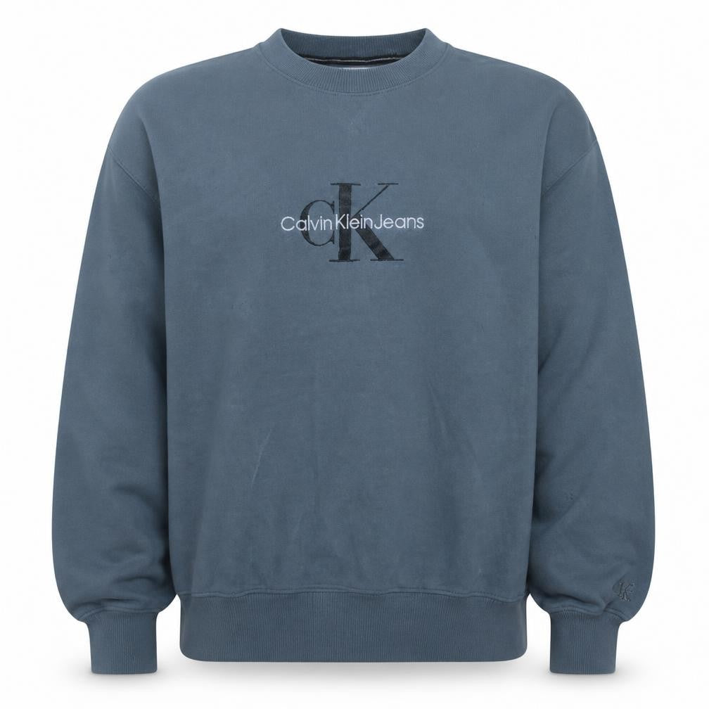 Calvin Klein Jeans Blue Men's L Pullover Sweatshirt Logo Cotton