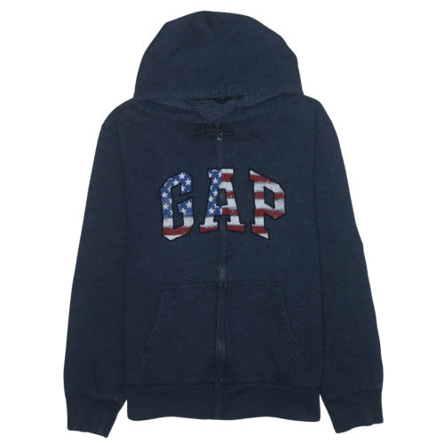 GAP Women Navy Blue Full Zip Hoodie L American Flag Logo