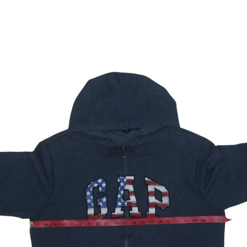 GAP Women Navy Blue Full Zip Hoodie L American Flag Logo