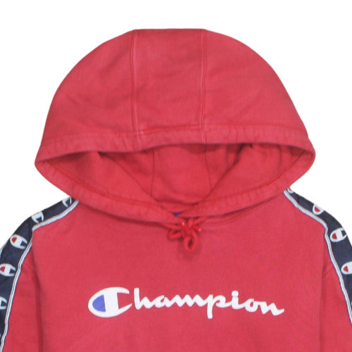 Champion Womens Red Pullover Hoodie Small 100% Cotton Logo Detail