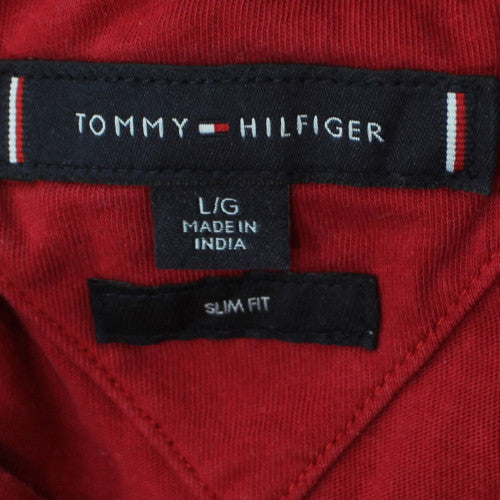 Tommy Hilfiger Men's Red Slim Fit Cotton Crew Neck T-Shirt Size L