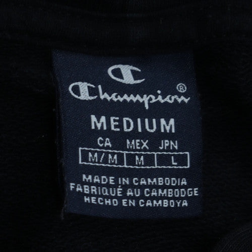 Champion Men's Black Pullover Hoodie Medium Logo Fleece Sweatshirt