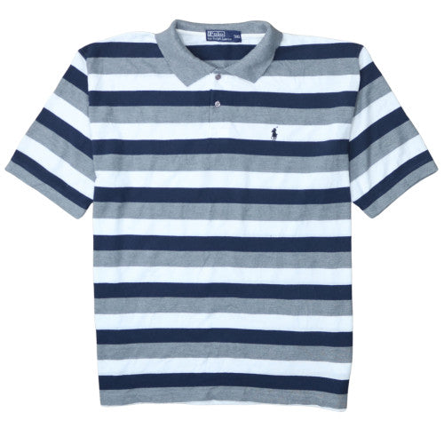 Ralph Lauren Men's Blue Striped Cotton 3XL Polo Shirt