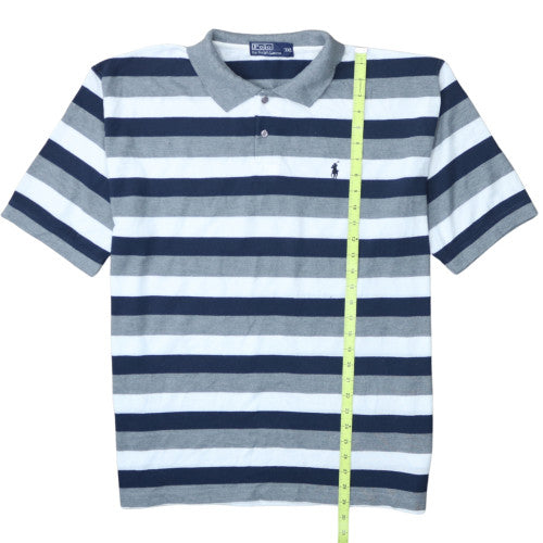 Ralph Lauren Men's Blue Striped Cotton 3XL Polo Shirt
