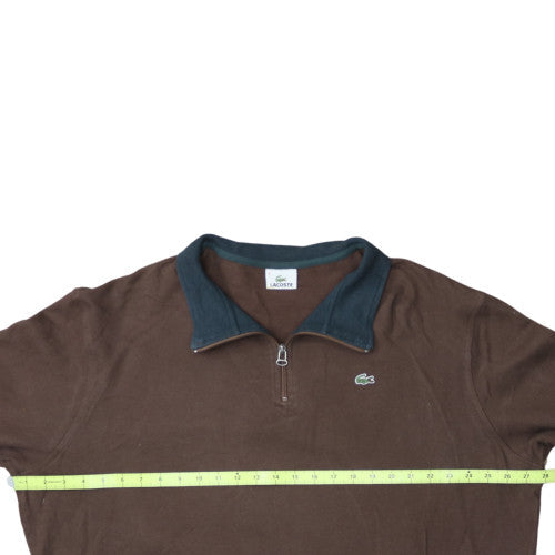 Lacoste Men’s Brown 1/4 Zip Collared Sweatshirt 2XL Regular Fit