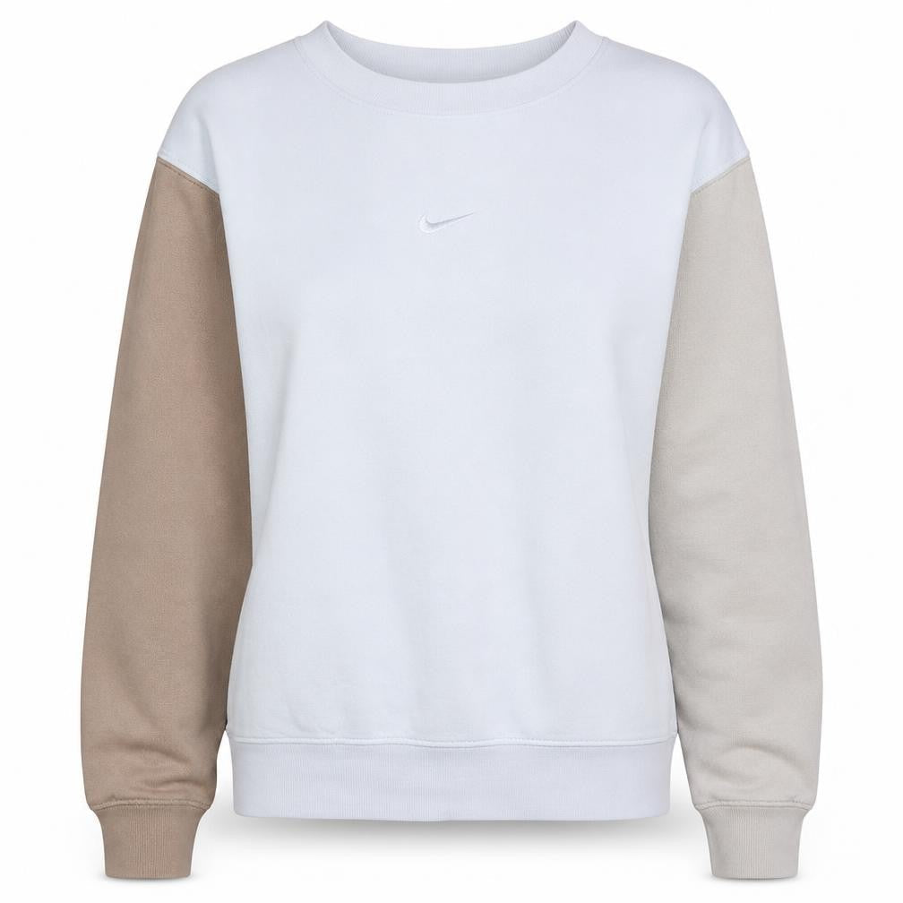 Nike Women’s Beige & White Loose Fit Crew Neck Sweatshirt Size S