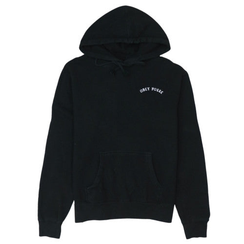 Obey Mens Black Pullover Hoodie L Streetwear Embroidered Logo