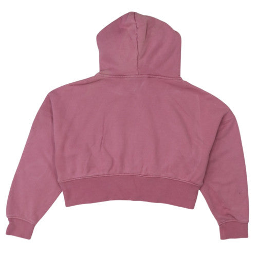 Adidas Women Pink Cropped Pullover Hoodie Size 10 Logo Lace Up