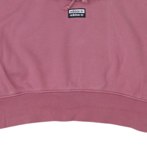 Adidas Women Pink Cropped Pullover Hoodie Size 10 Logo Lace Up
