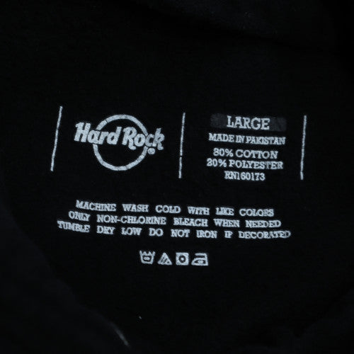 Hard Rock Cafe Men’s Black Pullover Hoodie Large Logo Fleece