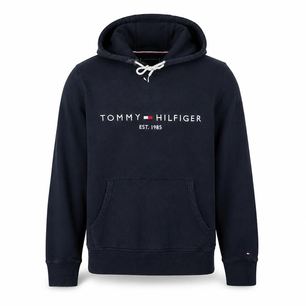 Tommy Hilfiger Men's Blue Pullover Hoodie L Embroidered Logo